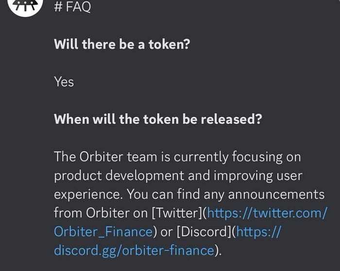 About Orbiter Finance's Native Token